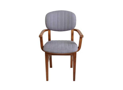 Gray Brown Wooden Chair Designer Chairs Luxury Dining Room Armrest Chair