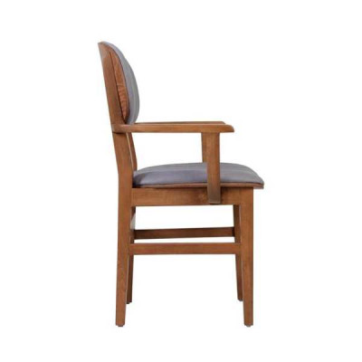 Gray Brown Wooden Chair Designer Chairs Luxury Dining Room Armrest Chair