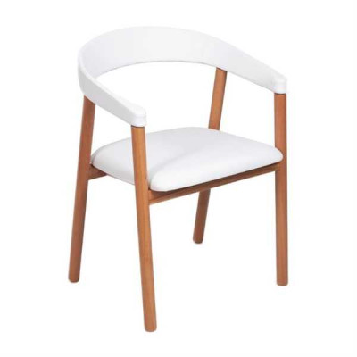 White Brown Armrest Chair Dining Chairs Wooden Chair Upholstered Chairs