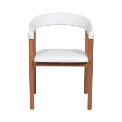 White Brown Armrest Chair Dining Chairs Wooden Chair Upholstered Chairs