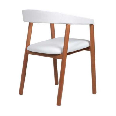 White Brown Armrest Chair Dining Chairs Wooden Chair Upholstered Chairs