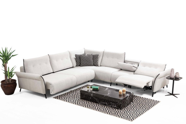 White L-shaped sofa living room upholstered textile sofa couch modern furniture