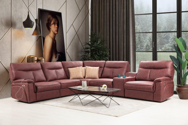 Sectional sofa L-shape design living room luxury seating furniture modern red upholstered furniture