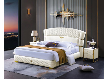 Bedroom bed nightstands 3-piece set luxury design beds wood double bed