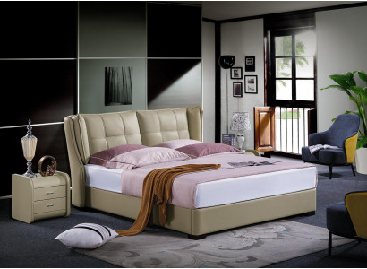 Bedroom complete set bed with nightstands 3-piece. Hotel leather bed beds new