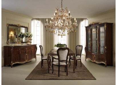 Dining table 4x chairs display cabinet sideboard 8-piece dining room set group suite table