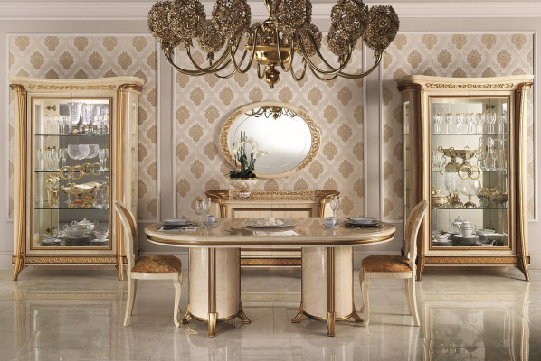 Dining table, table, furniture, sideboard, display cabinet, 5-piece set, group design, dining room suite
