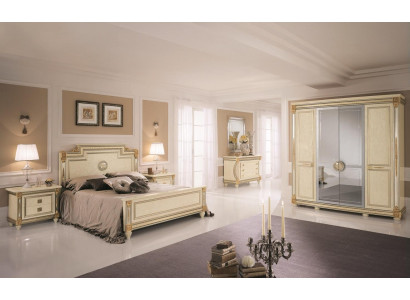 Classic bedroom set bedside tables bed style wood bed Italian furniture 6 pieces