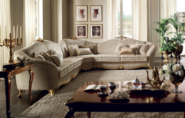 Classic design couch, corner sofa, living area sofa, upholstered seating, arredoclassic