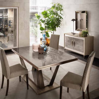 Dining Room Set Suite Dining Table Display Cabinet Sideboard Mirror 4-piece Set arredoclassic