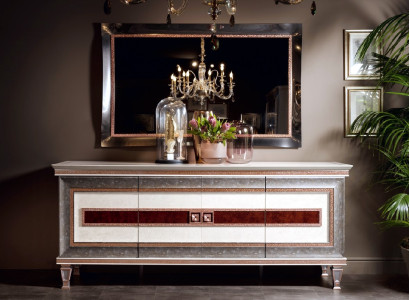 Sideboard with mirror wooden furniture sideboard luxury furniture 2-piece set arredoclassic