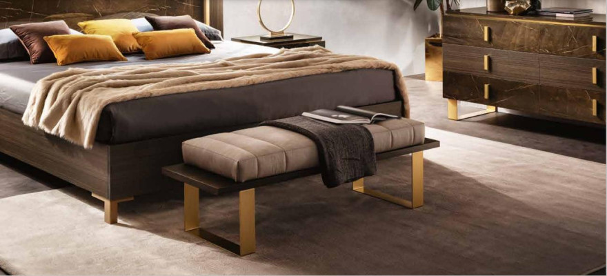 Bedroom set bed nightstands stool beds design Italian furniture 4-piece