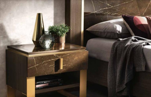 Bed 2x Nightstand 3-piece Bedroom Set Design Modern Luxury Italian