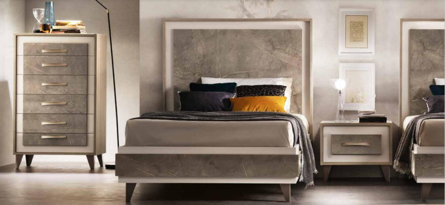 Bedroom set bed nightstands dresser style suite Italian furniture 4-piece