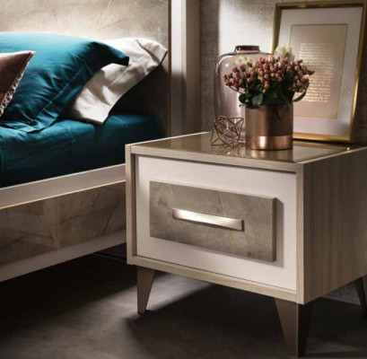 Bed Nightstand 3-piece Bedroom Set Luxury Modern Complete Italian Furniture