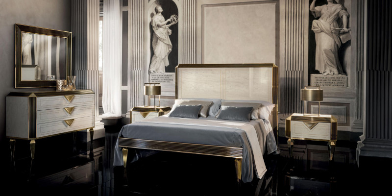 Bed Beds Hotel Luxury Designer Double Marriage Bedroom Beige arredoclassic