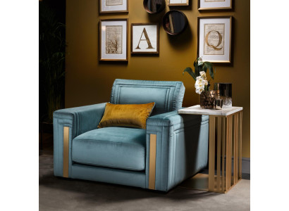 Armchair Club Lounge Design Recliner Upholstered Sofa TV Blue classic furniture