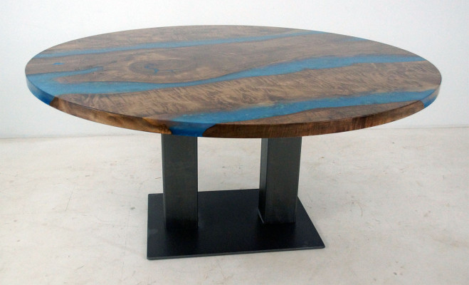 Massive dining table round table epoxy resin furniture waterfall river tables furniture