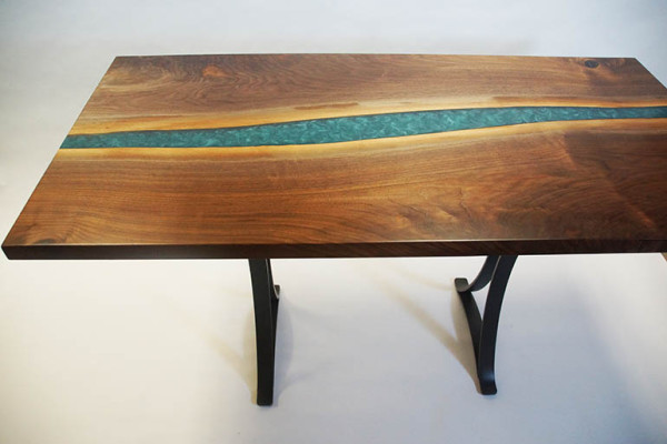 Genuine wood epoxy resin river table black water tables epoxy furniture solid