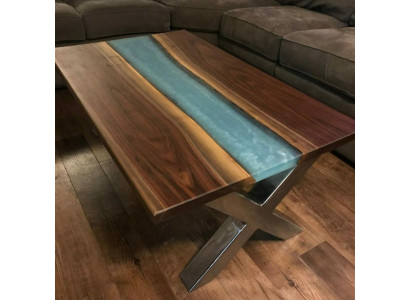 Coffee Table River Table Epoxy Resin Solid Wood Tables 120x60 River Table