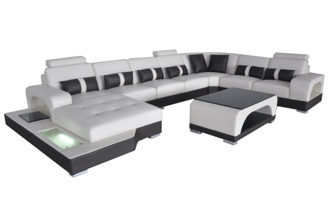 Leather Sofa Modern Seat Couch Upholstery Design Corner Sofas Living Landscape + Table