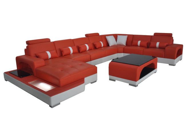 Leather Sofa Modern Seat Couch Upholstery Design Corner Sofas Living Landscape + Table