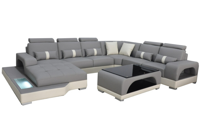 Leather Sofa Modern Couch Design Living Landscape + Table Corner Sofas Seat with USB