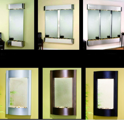 Wall, water, water wall, column, base cabinet, shelving, display cabinet, water walls