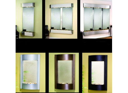 Wall, water, water wall, column, base cabinet, shelving, display cabinet, water walls