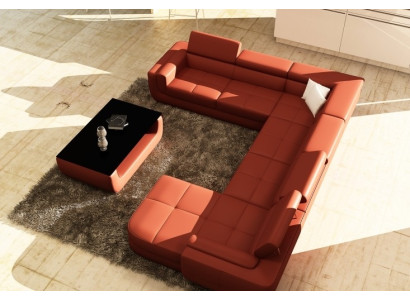 Exclusive U-shape designer sofa luxury and elegance with real wood frame