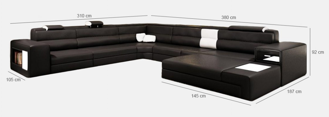 Design sofa couch seat leather corner upholstery suite living landscape corner sofa A1 blue