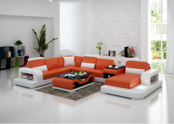 Leather sofa couch living area corner sofa corner set design modern sofa with USB