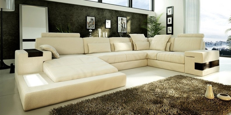 Design leather sofa couch upholstery suite living landscape sofas couches with USB
