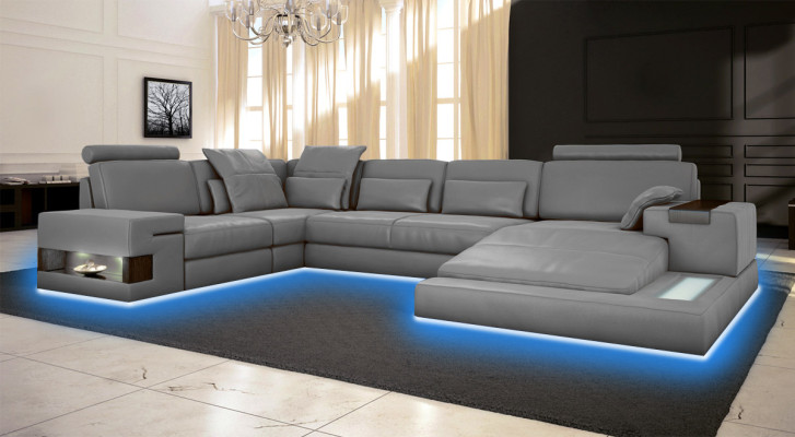 Large Sofa Living Area Leather Sofa Upholstered Seating Corner Couch Set Sofas with USB