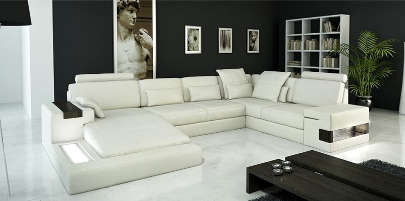 Corner sofa leather sofa sofa USB upholstery ensemble shape XXL big sofas living landscape