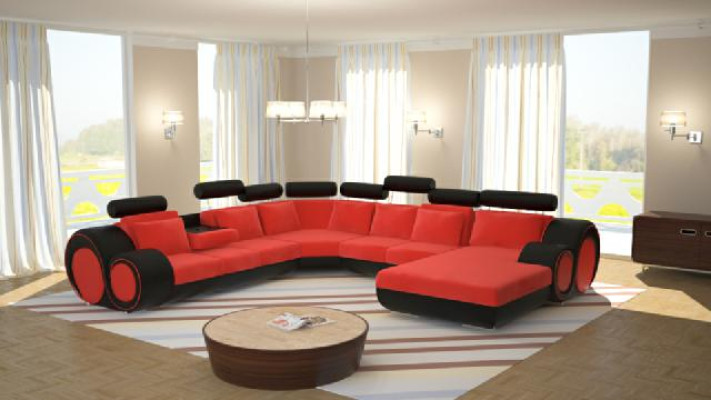 Designer sofa living landscape U-shape couch corner sofa upholstery suite corner suite