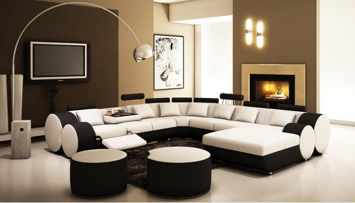 DESIGNER LEATHER SOFA XXL LIVING AREA BIG SOFA COUCH UPHOLSTERED CORNER SECTIONAL SOFA NEW
