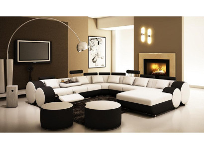 DESIGNER LEATHER SOFA XXL LIVING AREA BIG SOFA COUCH UPHOLSTERED CORNER SECTIONAL SOFA NEW