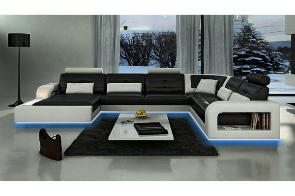 Corner sofa upholstered couch sofa living landscape seating corner suite leather textile H2209