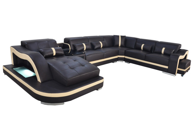 Leather Couch Upholstered Seat Living Landscape Modern Corner Suite Sofa U Shape Design