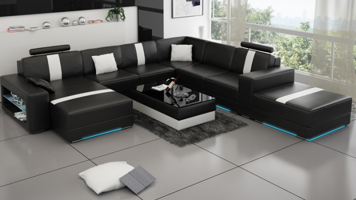 Leather sofa U-shaped couch living landscape corner sofa set design modern sofa K5010