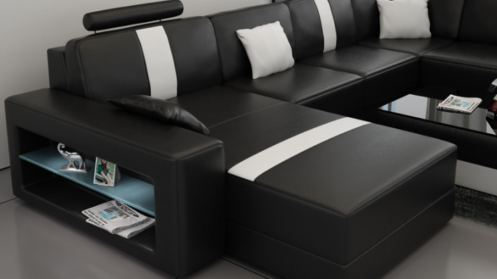 Leather sofa U-shaped couch living landscape corner sofa set design modern sofa K5010