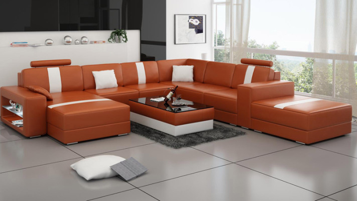 Leather sofa U-shaped couch living landscape corner sofa set design modern sofa K5010