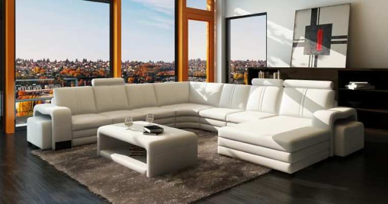 XXL leather sofa with USB leather couch living area corner sofa new set sofa FRANCO