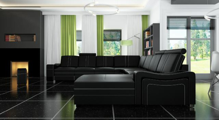 XXL leather sofa with USB leather couch living area corner sofa new set sofa FRANCO