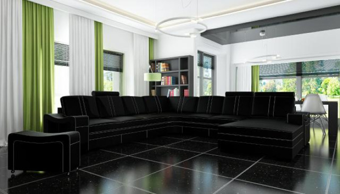 XXL leather sofa with USB leather couch living area corner sofa new set sofa FRANCO