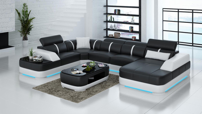 Leather sofa upholstery seat corner sofa set living room landscape living room couch with USB