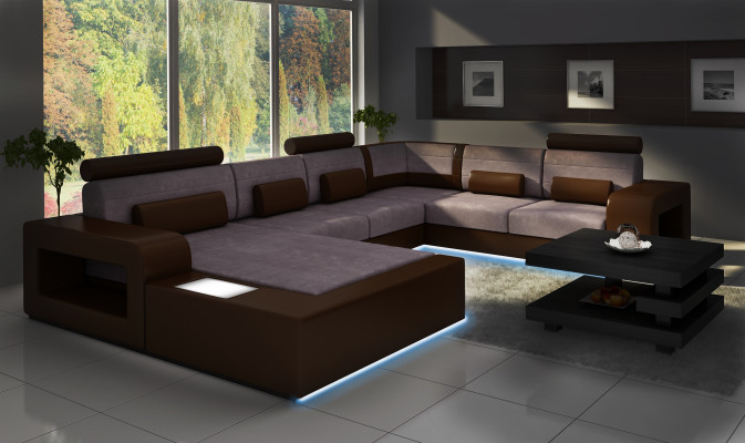 Sofa with USB fabric textile leather sofa with lighting living landscape custom-made.