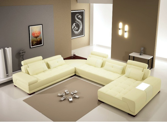 Leather sofa with USB sofa cushions seat corner living landscape couch corner suite PH376