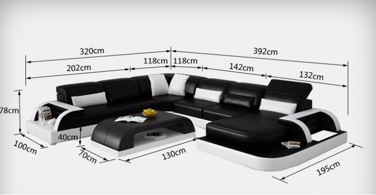 Sofa Corner Sofa Design Living Landscape Black Upholstery Seating Set Leather Sofa USB